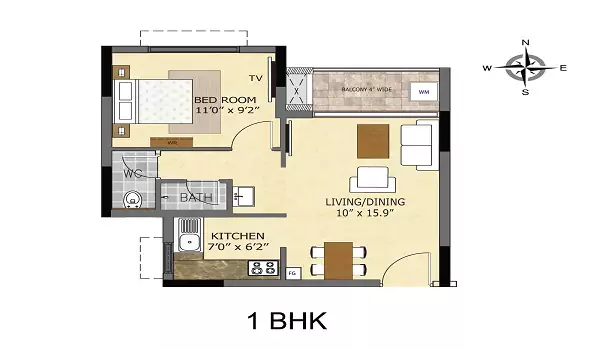 1 BHK Floor Plan of Birla Ojasvi